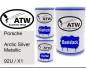 Preview: Porsche, Arctic Silver Metallic, 92U / X1: 500ml Lackdose + 500ml Klarlack + 250ml Härter - Set, von ATW Autoteile West.